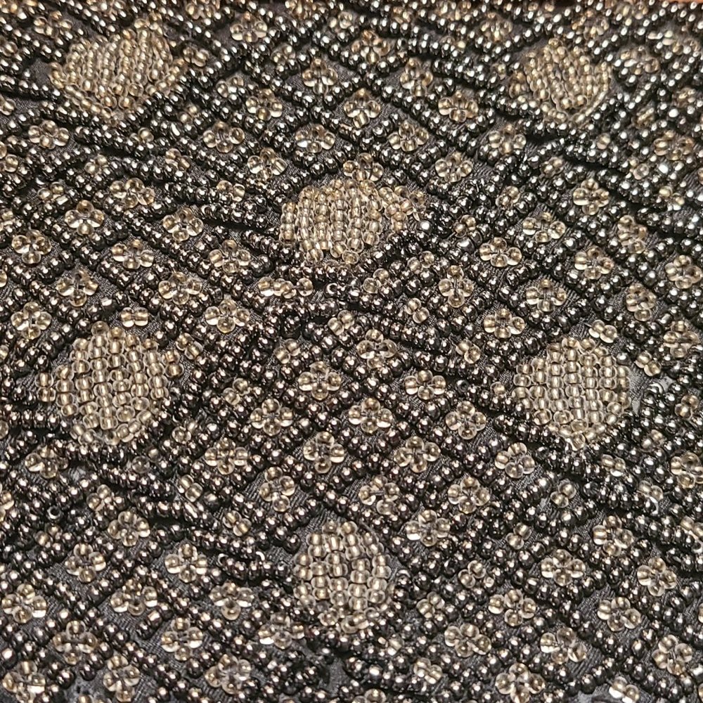 Black and Gray beaded clutch purse